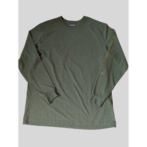 Carhartt Men's Green Loose Fit Long-Sleeve Shirt XL Tall 60/40 Cotton Polyester
